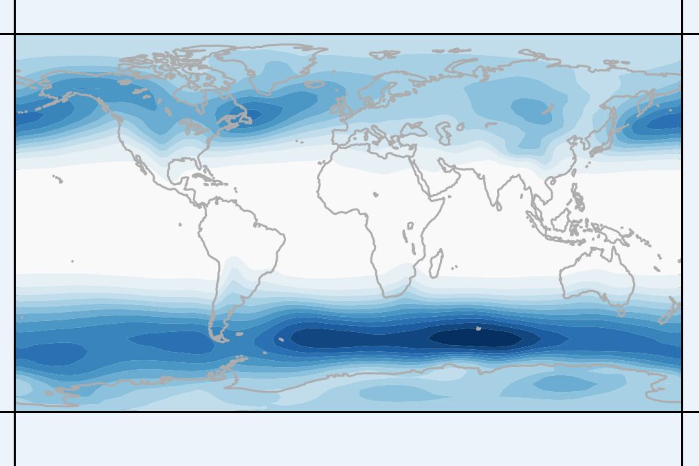 blue and white storm map over world map