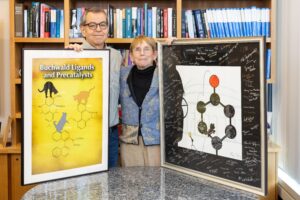 JoAnne Stubbe and Stephen Buchwald pose with posters