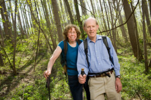 Audrey Burn and Alan Phillips hiking